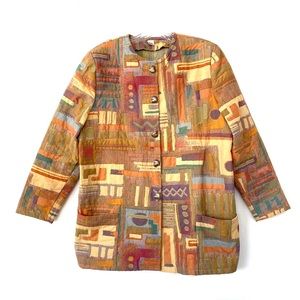 Vintage cotton tapestry coat jacket art to wear L/Xl